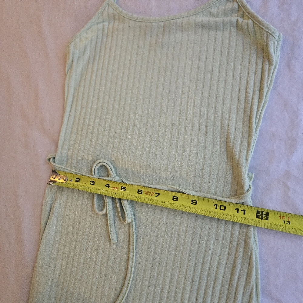 Missguided Pastel Green Tie Belt Ribbed 90s Y2K Spaghetti Strap Cami Dress - Picture 8 of 11